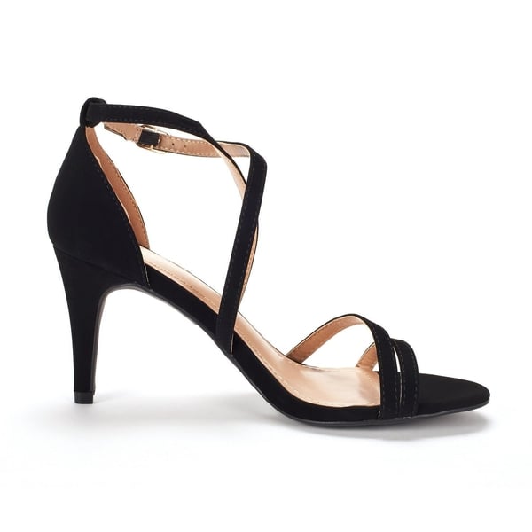 Ankle Strap Pump Heel Sandals - BLACK NUBUCK - 2
